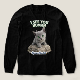 Green Eyes Russian Blue Kitten – I See You Human トライブレンドＴシャツ