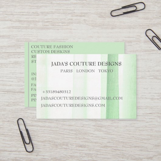 Green Fabricデザイナーのファッションオートクチュール 名刺 (正面/裏面インサイチュ)