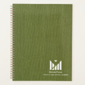 Green Fabric Texture Elegant Monogram Logo Custom プランナー手帳 (正面)