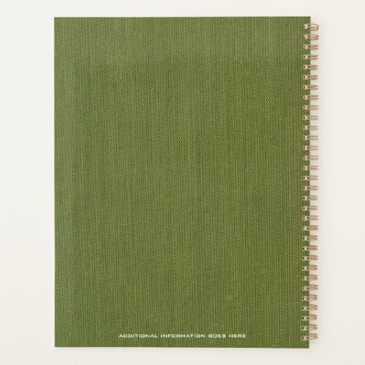Green Fabric Texture Elegant Monogram Logo Custom プランナー手帳 (裏面)