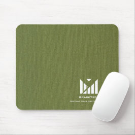 Green Fabric Texture Elegant Monogram Logo Custom マウスパッド