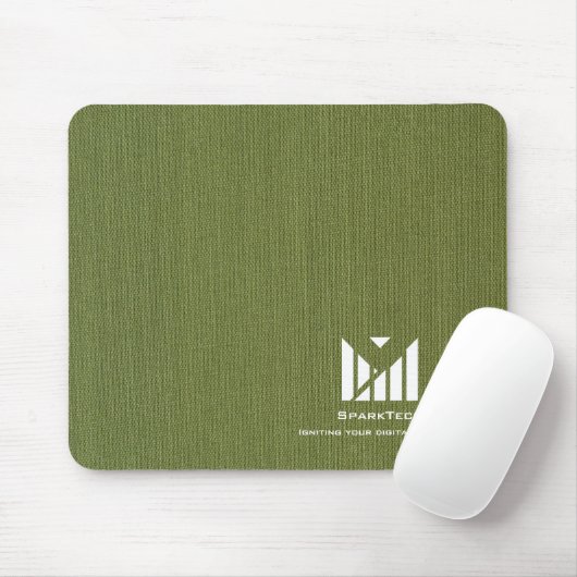 Green Fabric Texture Elegant Monogram Logo Custom マウスパッド (マウス)