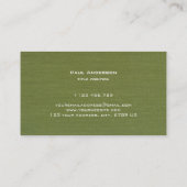 Green Fabric Texture Elegant Monogram Logo Custom 名刺 (裏面)