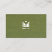 Green Fabric Texture Elegant Monogram Logo Custom 名刺 (正面)