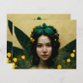 Green Fairy 4.25インチx 5.5インチフラットノートカード ノートカード (正面/裏面)