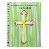 Green Faith Cross Bible Verse Journal Notebook ノートブック (正面)