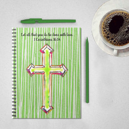 Green Faith Cross Bible Verse Journal Notebook ノートブック
