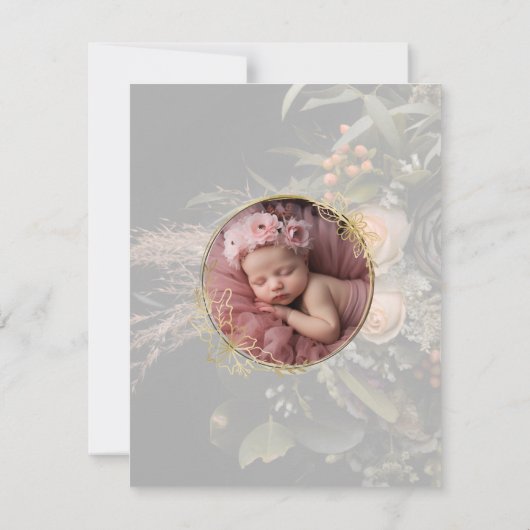 Green Fall Floral Baptism  サンキューカード (裏面)