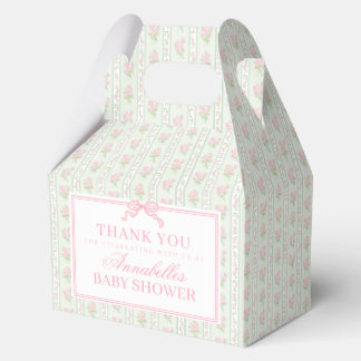 Green Fancy Floral Baby Shower Gable Favor フェイバーボックス
