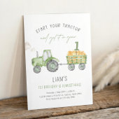 Green Farm Tractor 1st Birthday Party 招待状