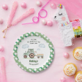 Green Farm Tractor Boys Any Age Birthday ペーパープレート (パーティー)