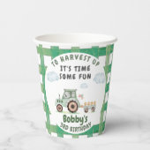 Green Farm Tractor Boys Any Age Birthday 紙コップ (裏面)