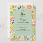 Green Farmers Market Organic Farm Fresh Birthday 招待状 (正面)