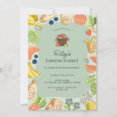 Green Farmers Market Organic Farm Fresh Birthday 招待状 (正面)