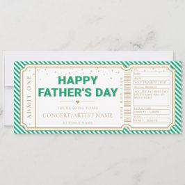 Green Father's Day Concert Ticket Gift Voucher 招待状