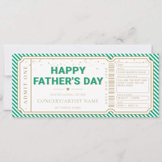 Green Father's Day Concert Ticket Gift Voucher 招待状 (正面)