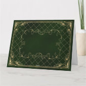 Green Faux Gold Ornate Border Merry Christmas カード (裏面)