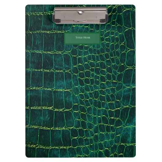 Green Faux Leather Style Clipboard クリップボード (正面)