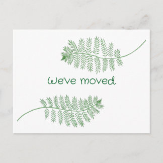Green Ferns on Custom New Address Postcards ポストカード