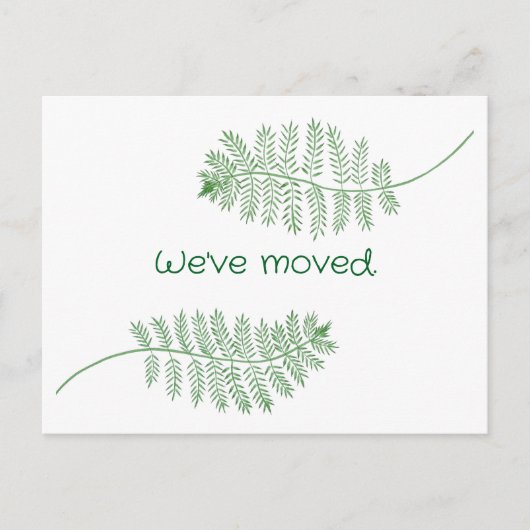 Green Ferns on Custom New Address Postcards ポストカード (正面)