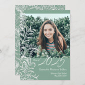 Green Ferns Vintage Photo Graduation Announcement 招待状 (正面/裏面)