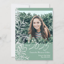 Green Ferns Vintage Photo Graduation Announcement