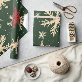 Green Festive Christmas Patterns  Wrappi ラッピングペーパー