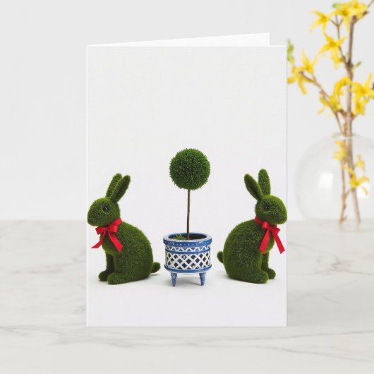 Green Figures Topiary Art Card カード (黄色い花)