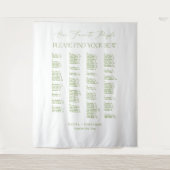 Green Find Your Seat Fabric Wedding Seating Chart  タペストリー (正面)