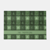 Green Fir Trees Plaid With Custom Name Christmas ドアマット (正面)
