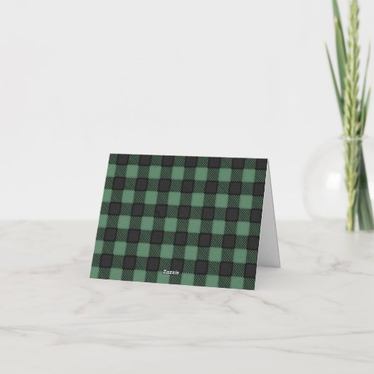 Green Flannel Bear Pine Tree Thank You Card 招待状 (裏面)