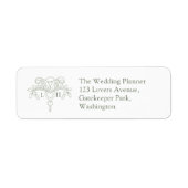 Green fleur de lis leaves wedding return address ラベル (正面)