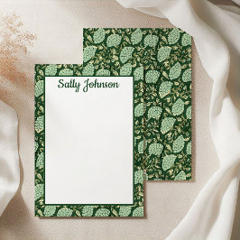 Green Floral Block Print, Customized Stationery サンキューカード