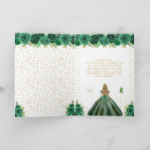 Green Floral Blonde Hair Girl Birthday サンキューカード (内部)