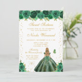Green Floral Blonde Hair Princess Sweet Sixteen 招待状 (スタンド正面)