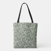 Green Floral Botanical Vines Monogram トートバッグ (裏面)