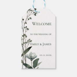 Green Floral Botanical Wedding ギフトタグ