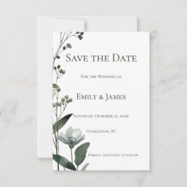 Green Floral Botanical Wedding セーブザデート