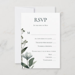 Green Floral Botanical Wedding 出欠カード