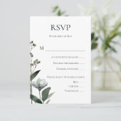 Green Floral Botanical Wedding 出欠カード (スタンド正面)