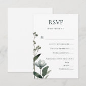 Green Floral Botanical Wedding 出欠カード (正面/裏面)