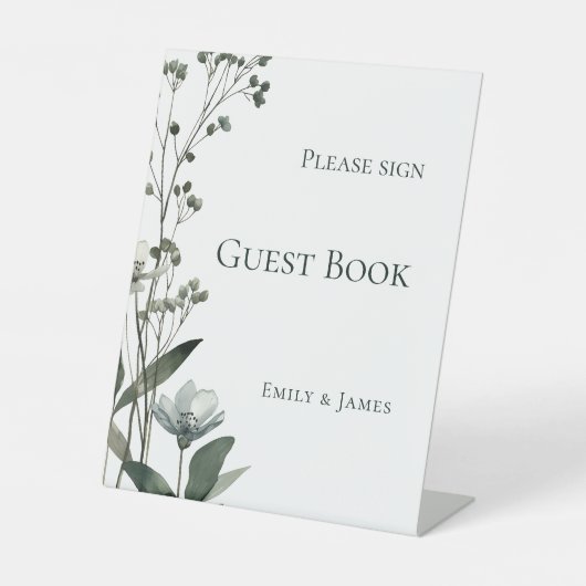 Green Floral Botanical Wedding 台座サイン (正面)