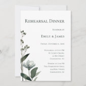 Green Floral Botanical Wedding 招待状 (正面)