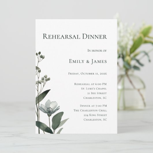 Green Floral Botanical Wedding 招待状 (スタンド正面)