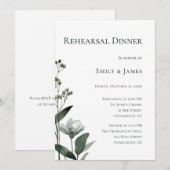 Green Floral Botanical Wedding 招待状 (正面/裏面)