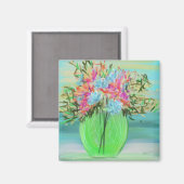 Green Floral Bouquet Original Art マグネット (正面/裏面)