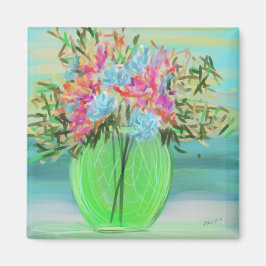 Green Floral Bouquet Original Art マグネット