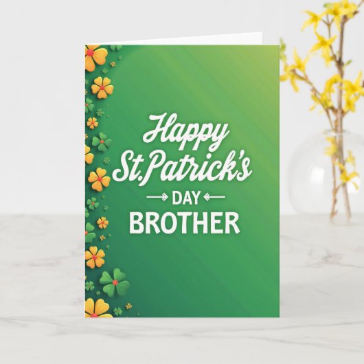 Green Floral Brother Card カード (黄色い花)