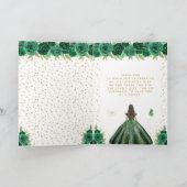 Green Floral Brunette Hair Girl Birthday サンキューカード (内部)