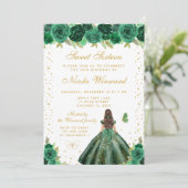 Green Floral Brunette Hair Princess Sweet Sixteen 招待状 (スタンド正面)